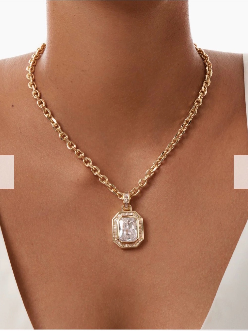 DRAE baguette pavé pendant necklace
